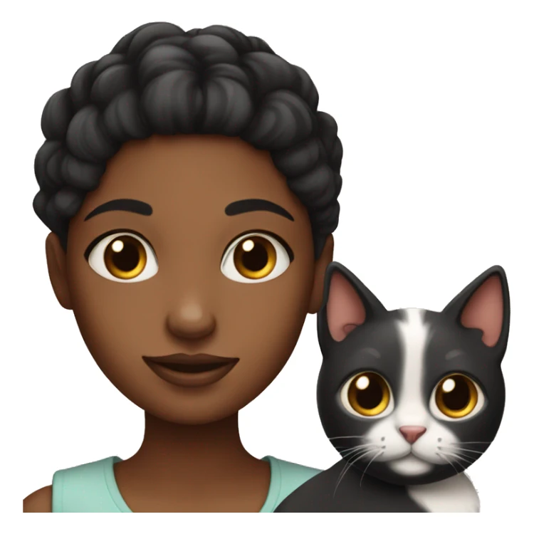 pretty black girl with a cute cat sticker