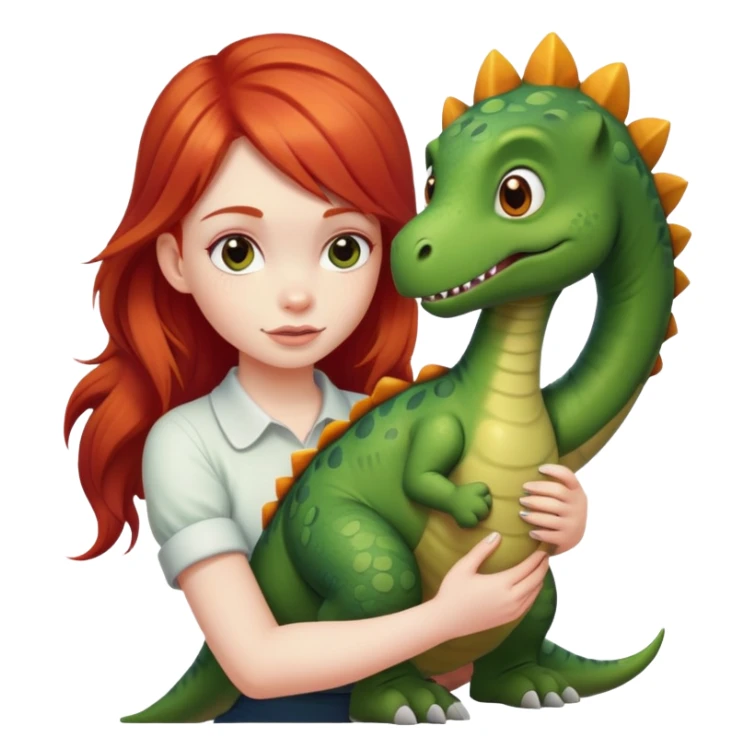 red-haired girl with a dinosaur tail and paws sticker