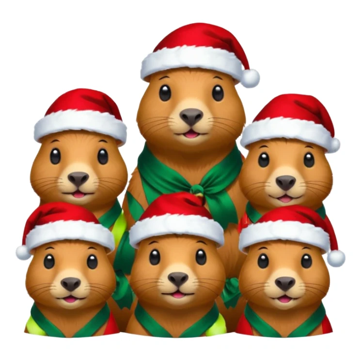 Capybara con gorrito de navidad con un montón de poses para paquete de sticker de WhatsApp  sticker