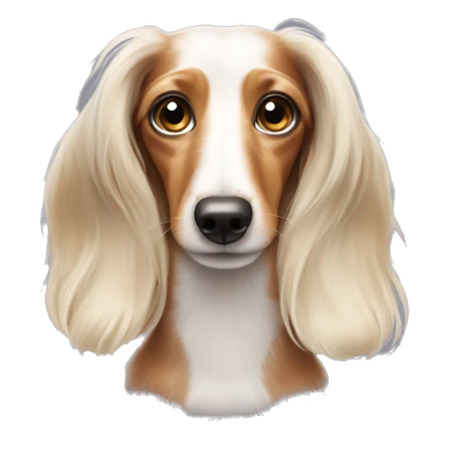 White and tan long haired dachshund with freckles sticker