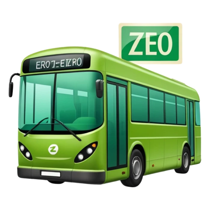 green electric bus with prominent zero euro banknote sticker