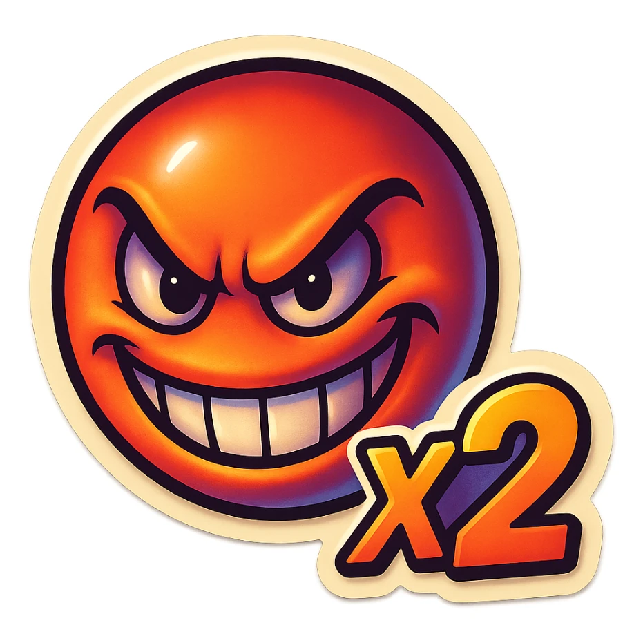 grin EVIL LOOk , Make it say "X2"" sticker