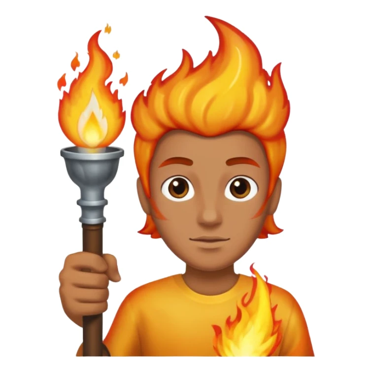 Person holding flaming torch sticker