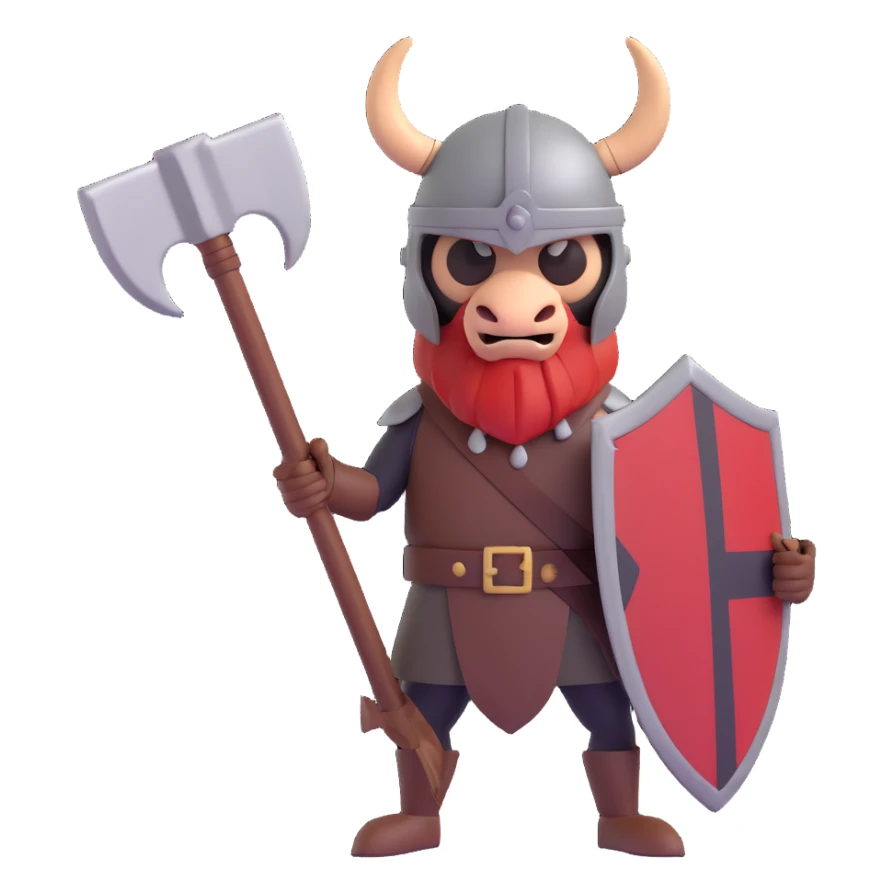 scary looking ant holding a viking axe and wearing a military helmet sticker