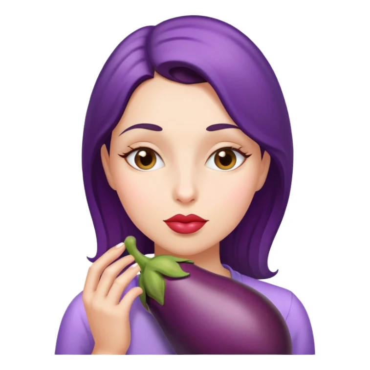Woman kissing an eggplant sticker