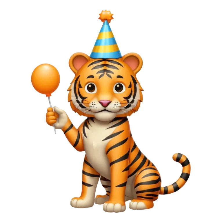Party Tiger with a party hat and a party popper full body sticker