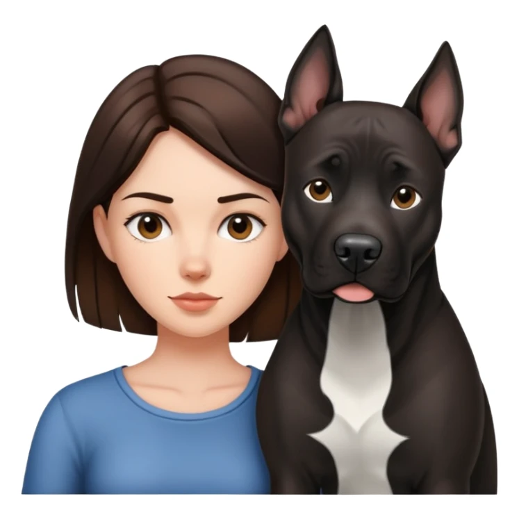 Brunette with a big black amstaff dog sticker