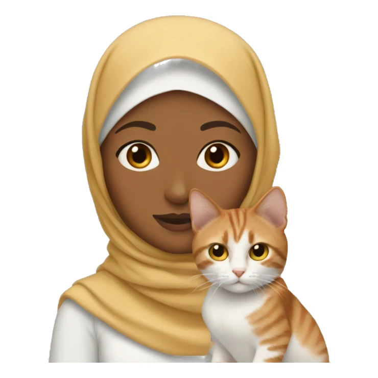 Hijabi girl with two cats, one ginger, one brown sticker