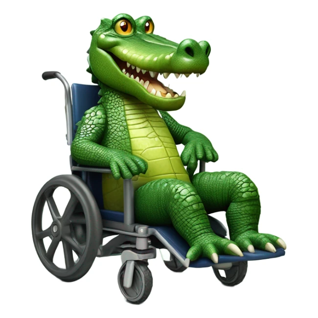 A crocodile combined with a pickle in a wheelchair sticker