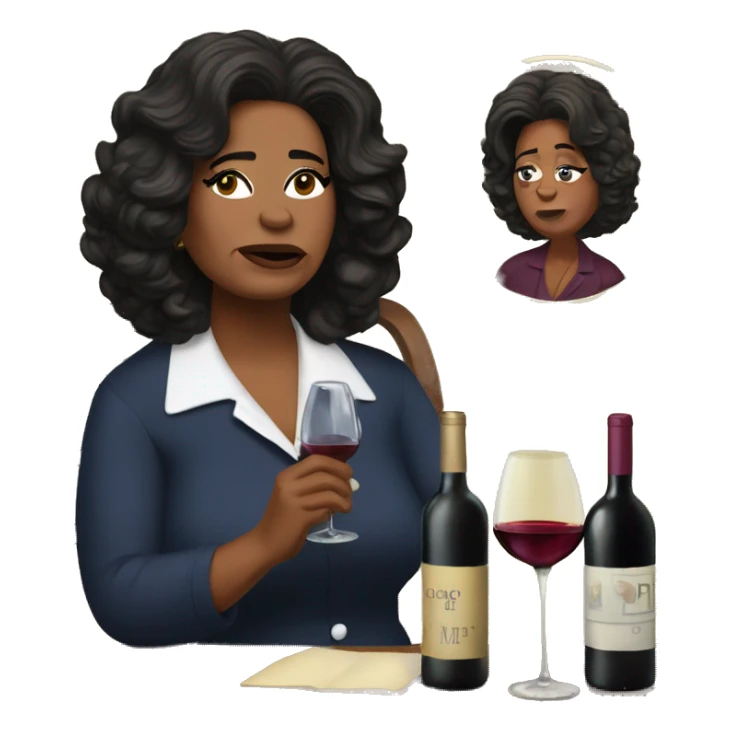 Oprah Winfrey sad drinking a bottle of wine while watching Dr Phil sticker