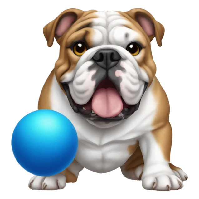 English bulldog with blue ball sticker