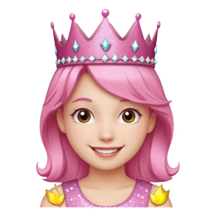 pink girl glitter crown sticker