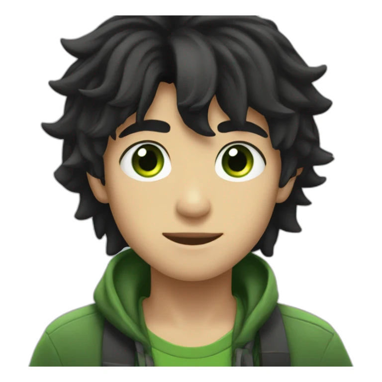 ah boy with black hair and green eyes sticker