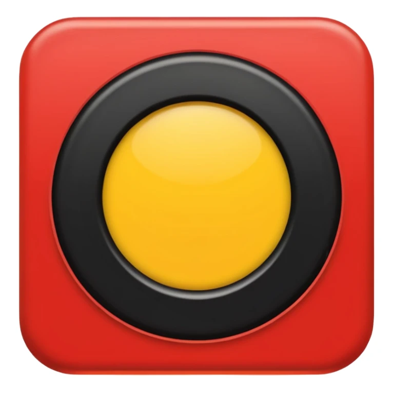 A black and red rectangle with a medium sized yellow circle in the middle sticker