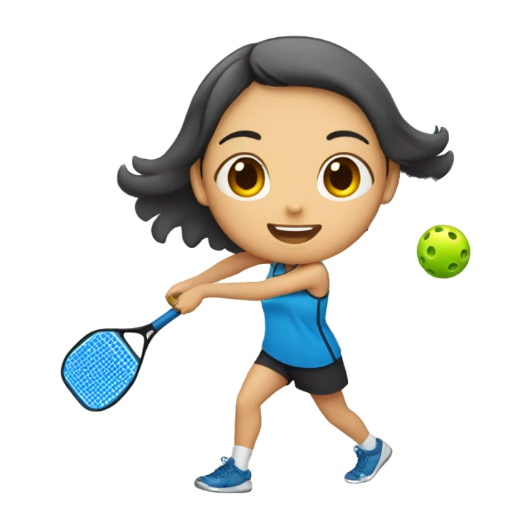 Asian girl is playing pickleball sticker