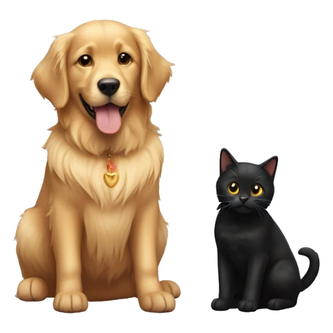 black cat and golden retriever sticker