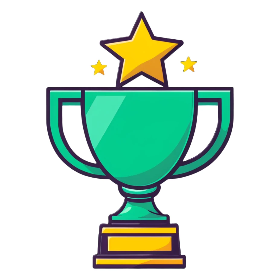 achievement trophy celebration with stars and ribbons sticker