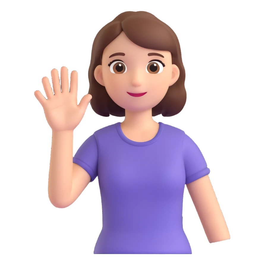 a girl with short-sleeved top, waving hand sticker