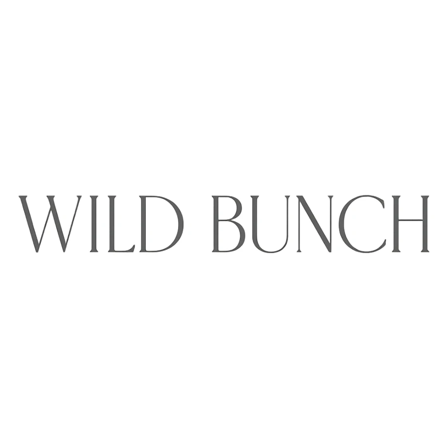 modern grey wordmark of WILD BUNCH with thin, graceful lines, luxury feel sticker