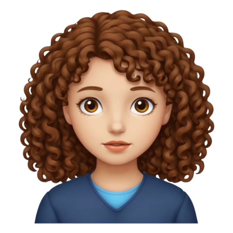 girl with brown curly hair, neutral expression sticker