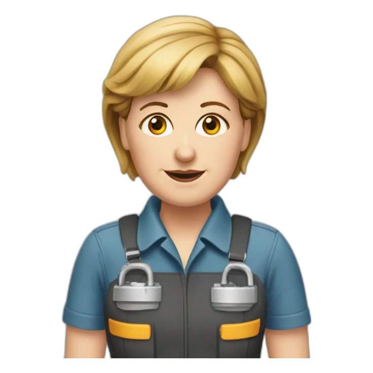 Angela Merkel as a car mechanic sticker