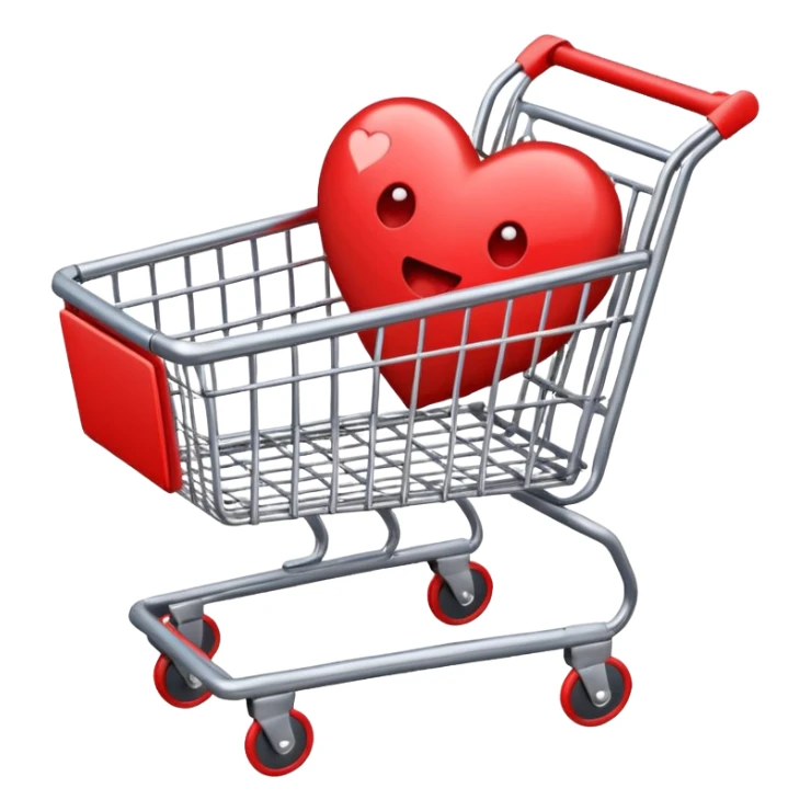 emoji of empty shopping cart with broken heart inside sticker