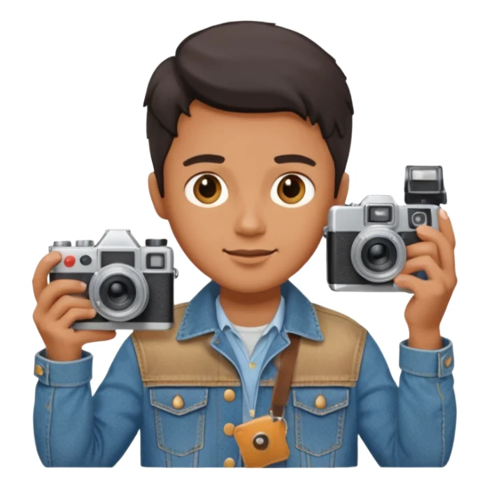 Photographer with vintage film camera sticker