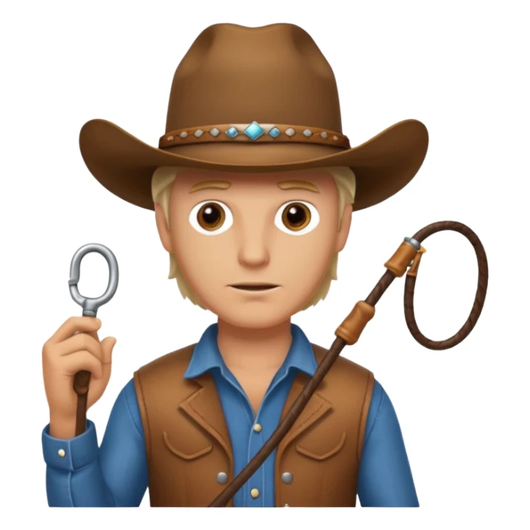 Give this emoji 🤠 a whip make it a white guy with a whip  sticker
