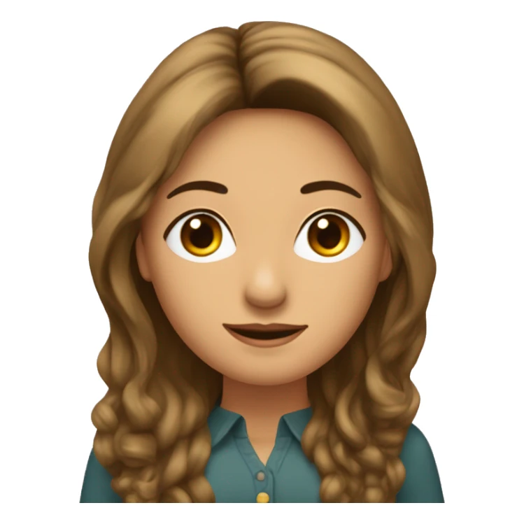 Mujer cabello castaño largo flequillo lado derecho ojos almendra sticker