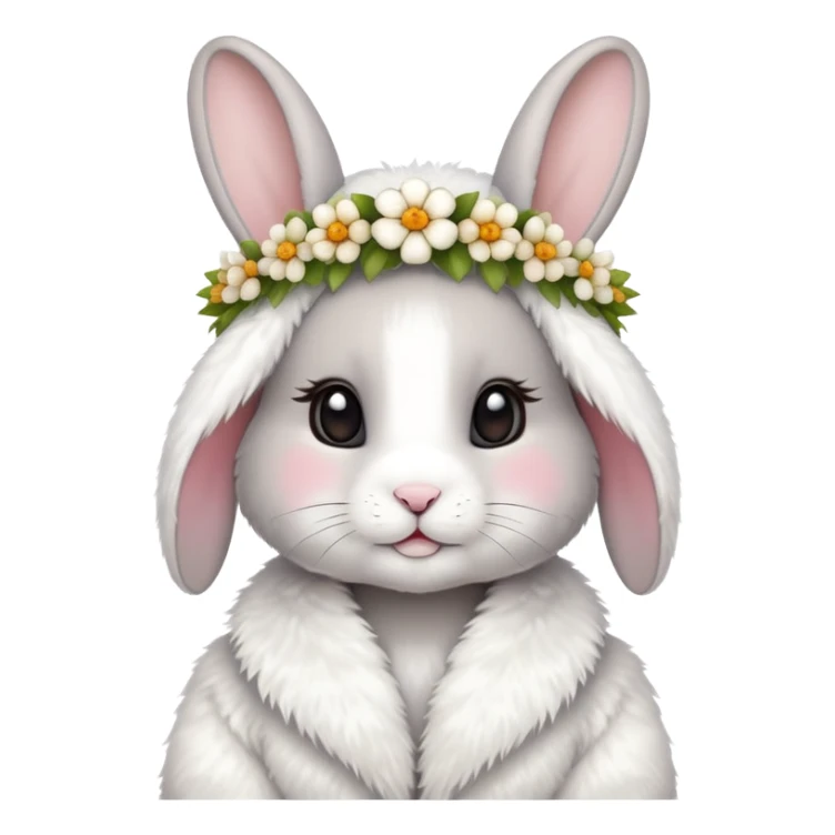 cute rabbit wearing clothes and flower crown sticker