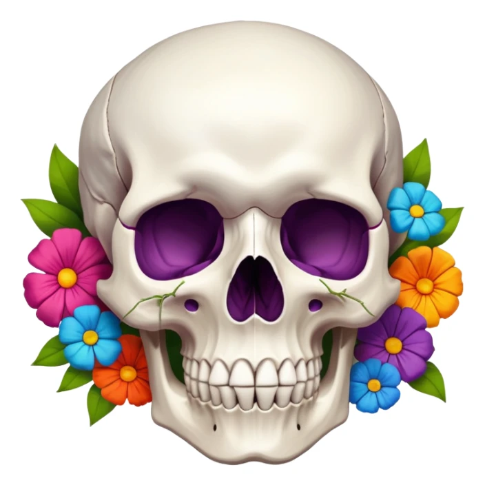 still life scull flowers tissue sticker