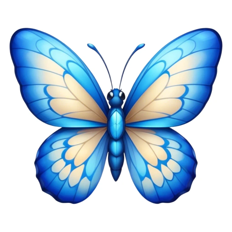 Cinematic Realistic Cute Blue Butterfly Portrait Emoji, Head tilted playfully and inquisitively, featuring beautifully patterned sapphire wings with intricate venation and a charming, petite body with round, sparkling eyes full of gentle curiosity, rendered with lifelike detail and warm natural highlights, high shine, affectionate and spirited, styled with a touch of whimsical garden magic, soft glowing outline, capturing the essence of a mischievous yet lovable blue butterfly that seems ready to flutter playfully into your arms! sticker