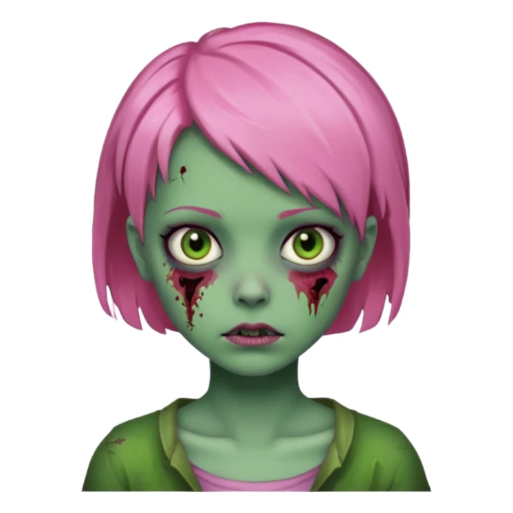 zoombie girl pink short hair, green skin sticker