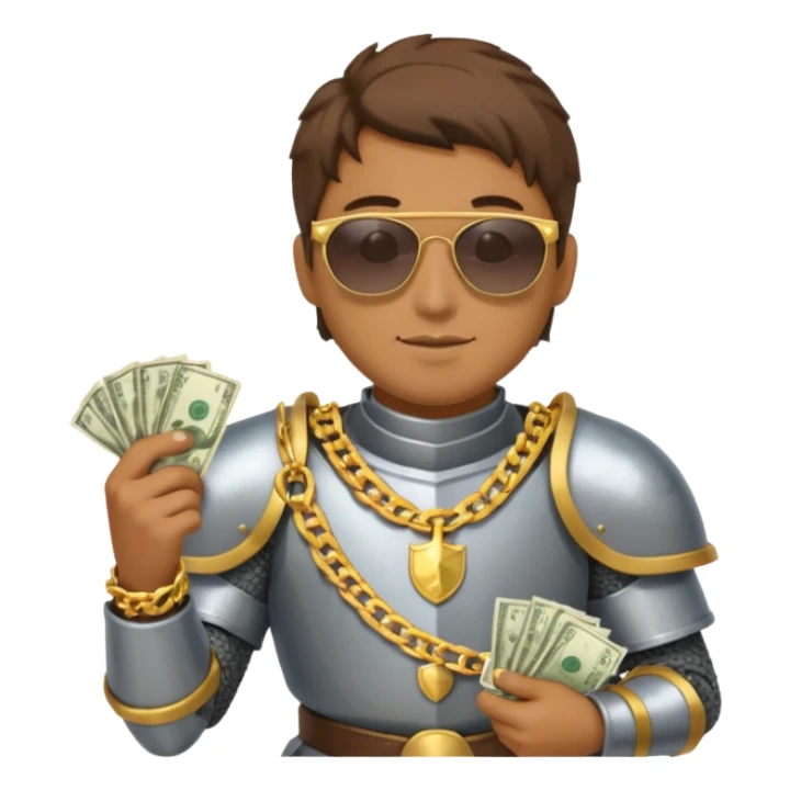 Knight gold chain sunglasses money sticker