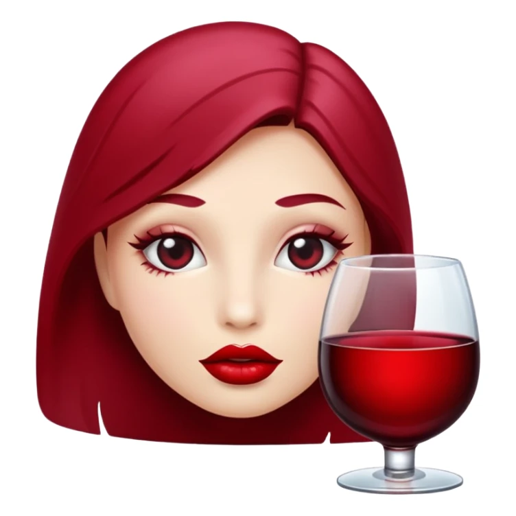 Red wine lip mark emoji png sticker