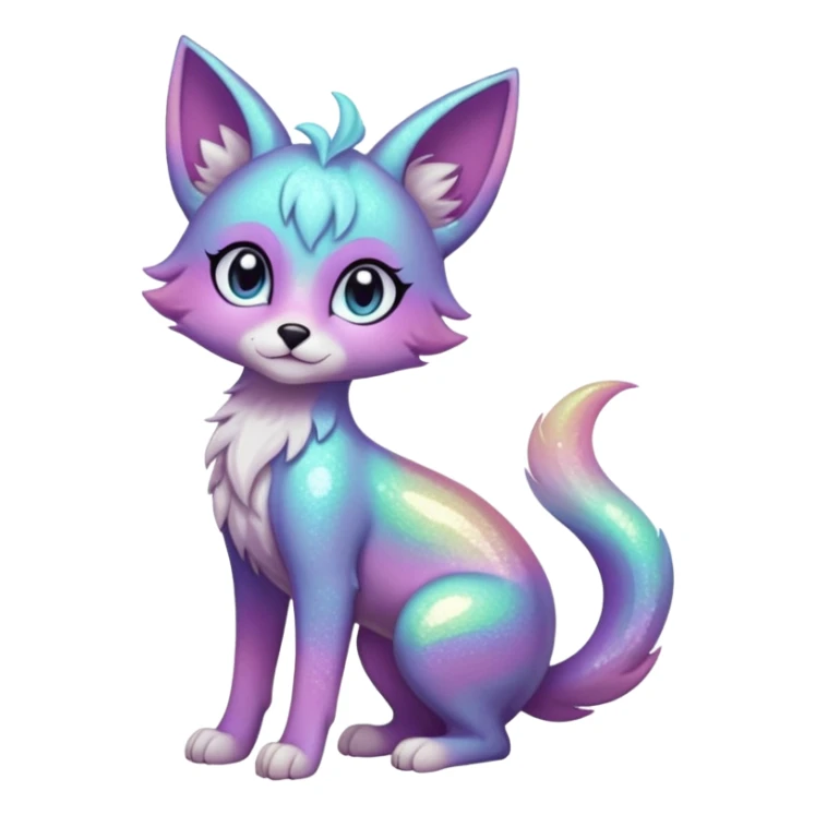 Multicolored sparkly pastel dark iridescent light pale gloomy spooky cute adorable pretty cool elegant realistic floral exotic Falvie-Fionbri-fursona, full body sticker