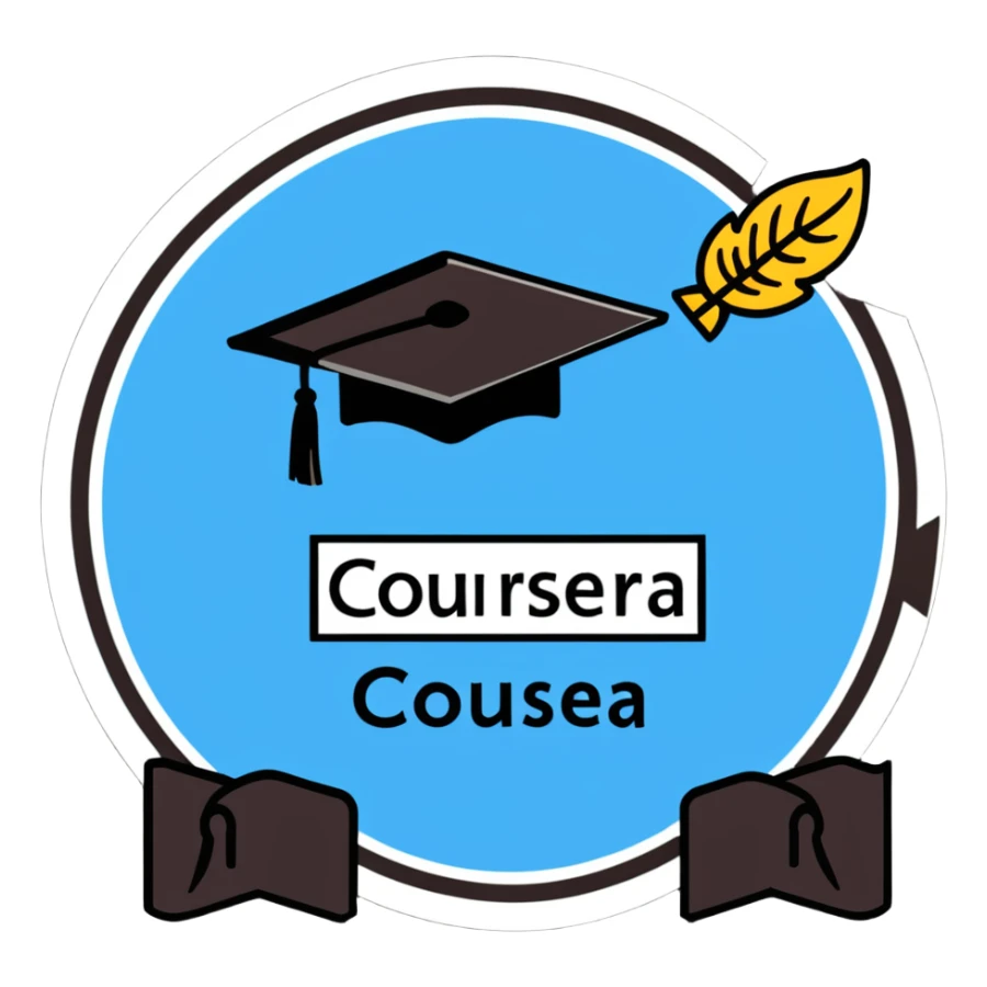 Coursera logo sticker with certificate and graduation cap sticker