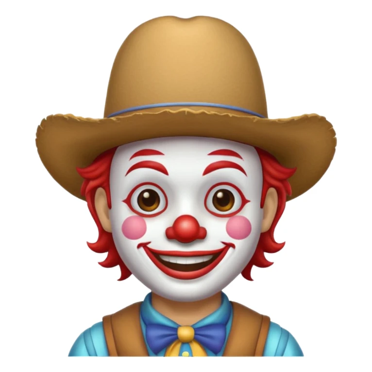 a clown emoji that is wearing a cowboy hat  sticker