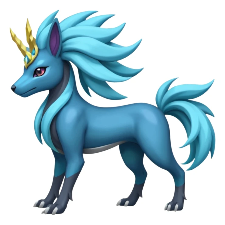 Shiny Dark Edgy Suicune-Cobalion-Manectric-Aurorus-Fakémon-hybrid-creature (full body)  sticker