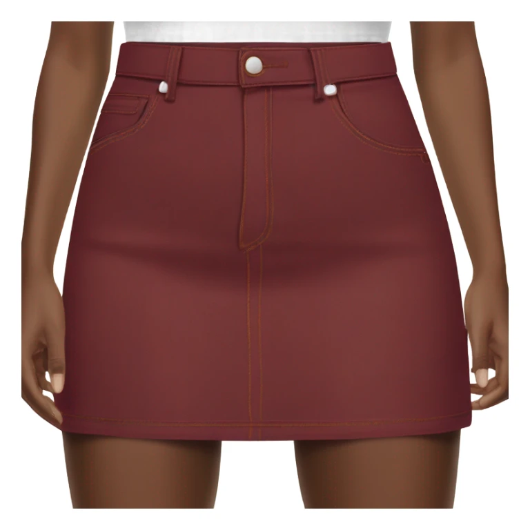Realistic A-line high waisted burgundy denim mini skirt, isolated sticker