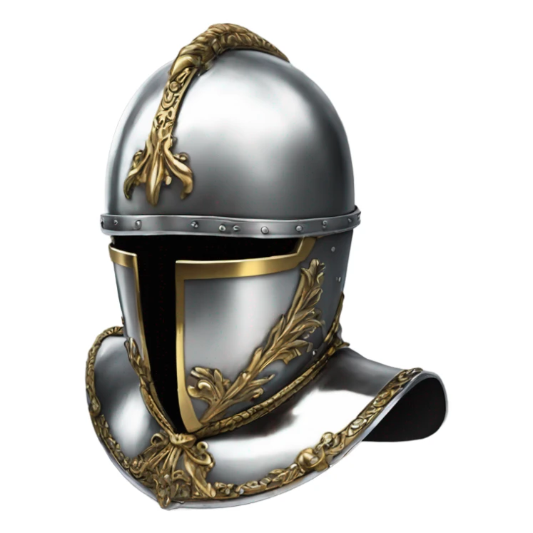 ornate french steel armet helmet chrome sticker