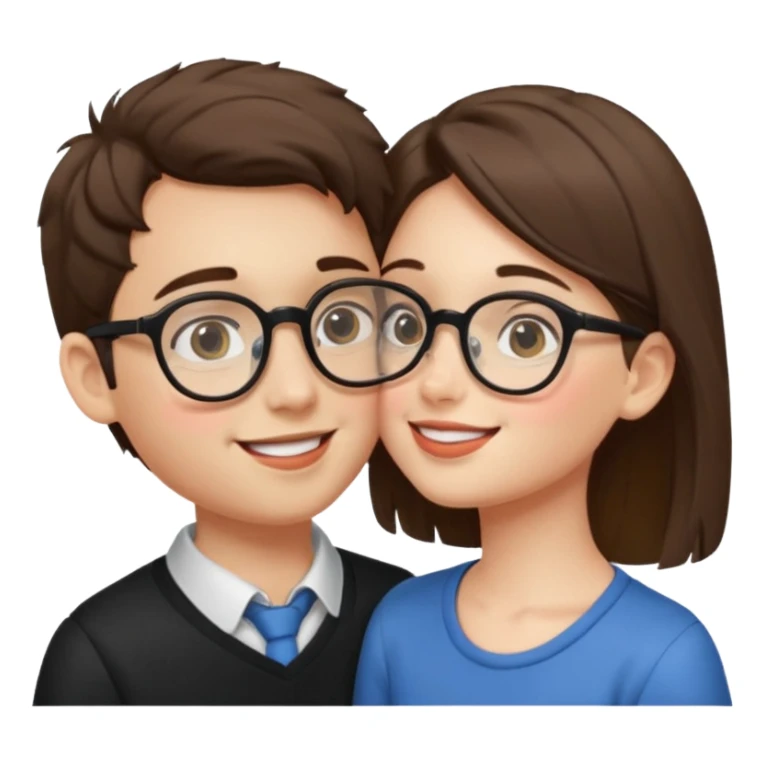 boy with spects kissing a girl sticker