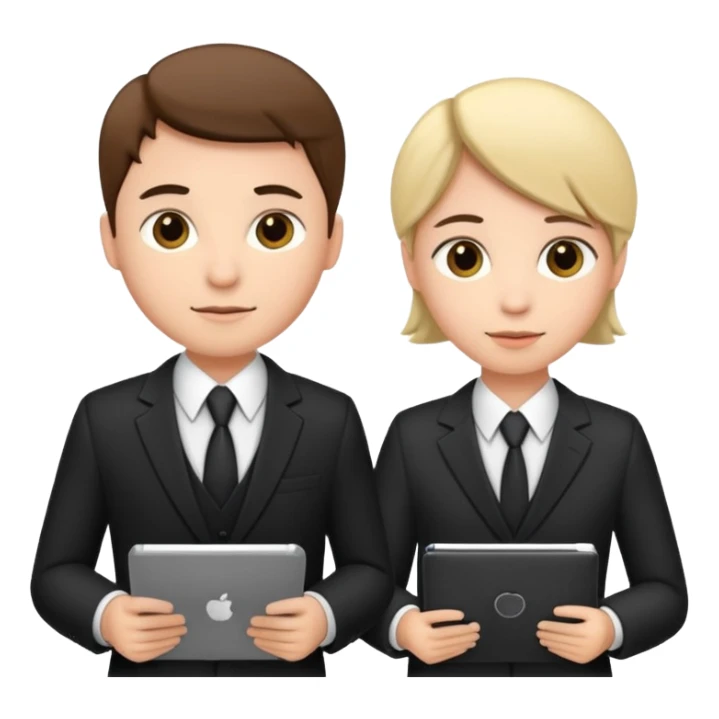 group of 5 colleagues with computer and copybooks sticker