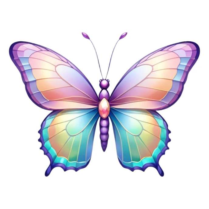 Pastel iridescent rainbow crystal butterfly sticker