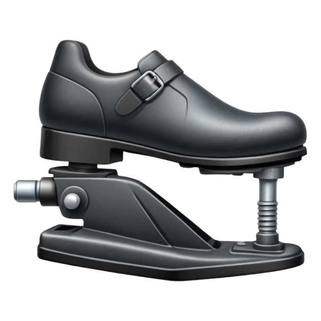 side view close up of a car's brake pedal with a foot on it sticker