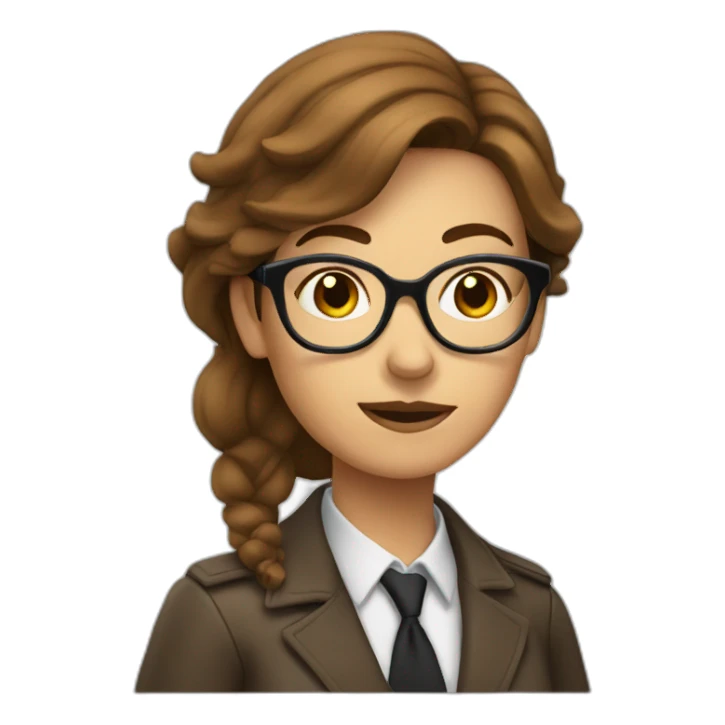 woman brown midhair with glasses detective sticker