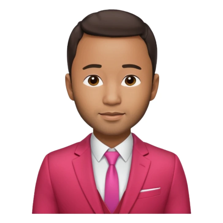 John Legend with dark brown hair, red and pink suit sticker