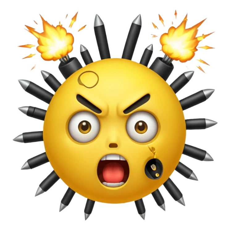 Create a mind blowing face with bombs coming out as a yellow face like 🤯 sticker