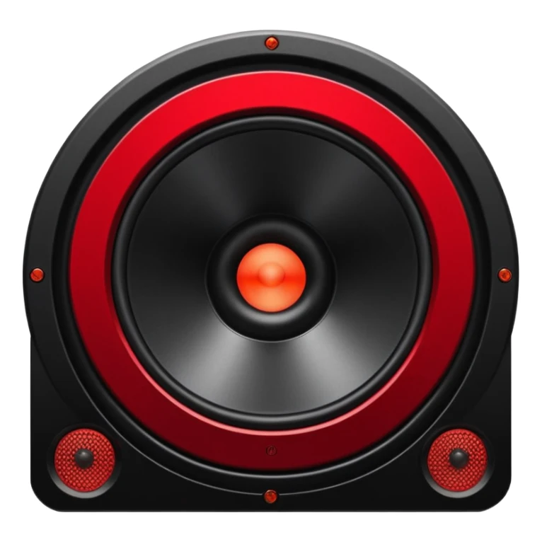Head: A black KLIPSCH RP-8000F speaker, often represented with a red center or speaker cone.
Core: A small, bright glowing cherry-red circle representing his core.
Body & Armor: Primarily black armor plating with bright red accents or flames. sticker
