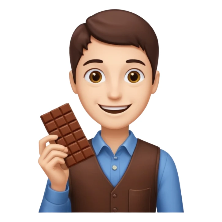 a chocolate bar being sold by a human sticker